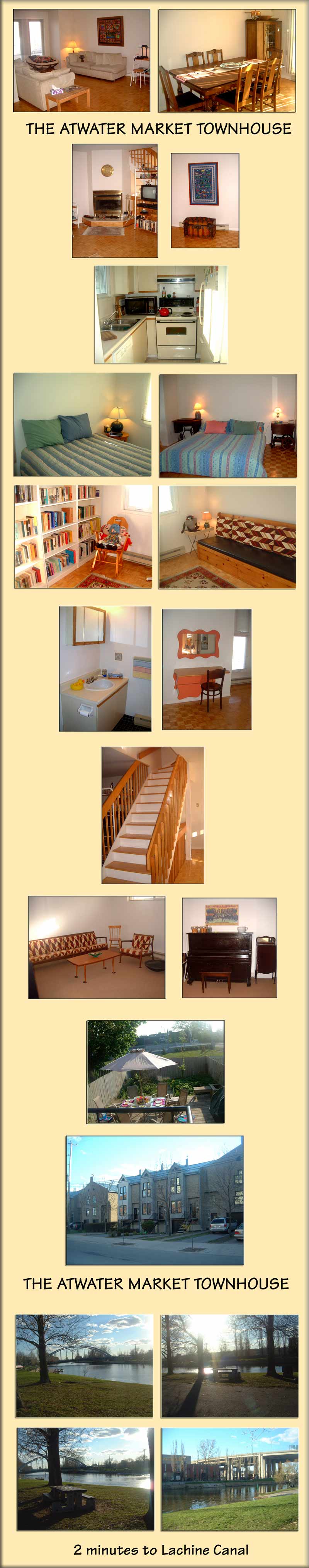 Montreal short term rental townhouse - Atwater market, Lachine canal - 3 brm, fireplace, deck - for 3-8
