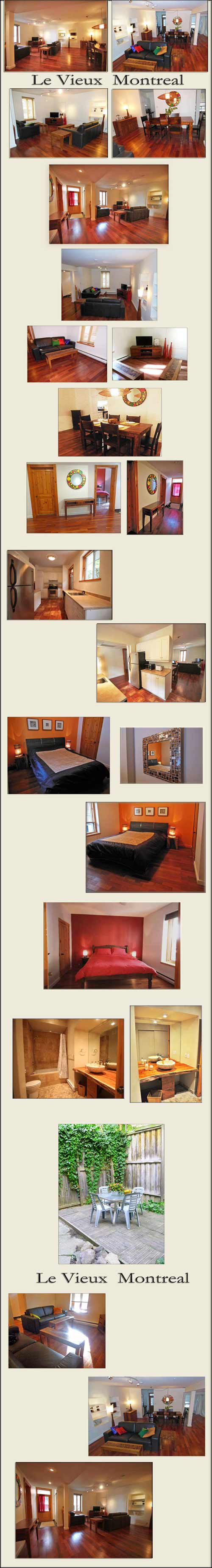 Montreal luxury rentals, Montreal luxury apartments - superb decor with beamed ceilings, exposed stone wall plus contemporary furnishings