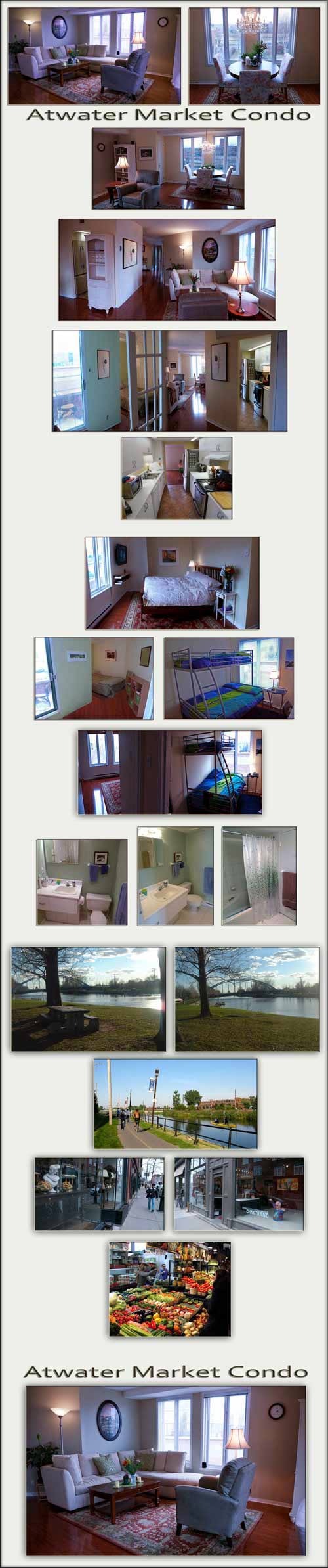Montreal weekly furnished condo rental - central, 3 bedrooms, right beside Lachine Canal