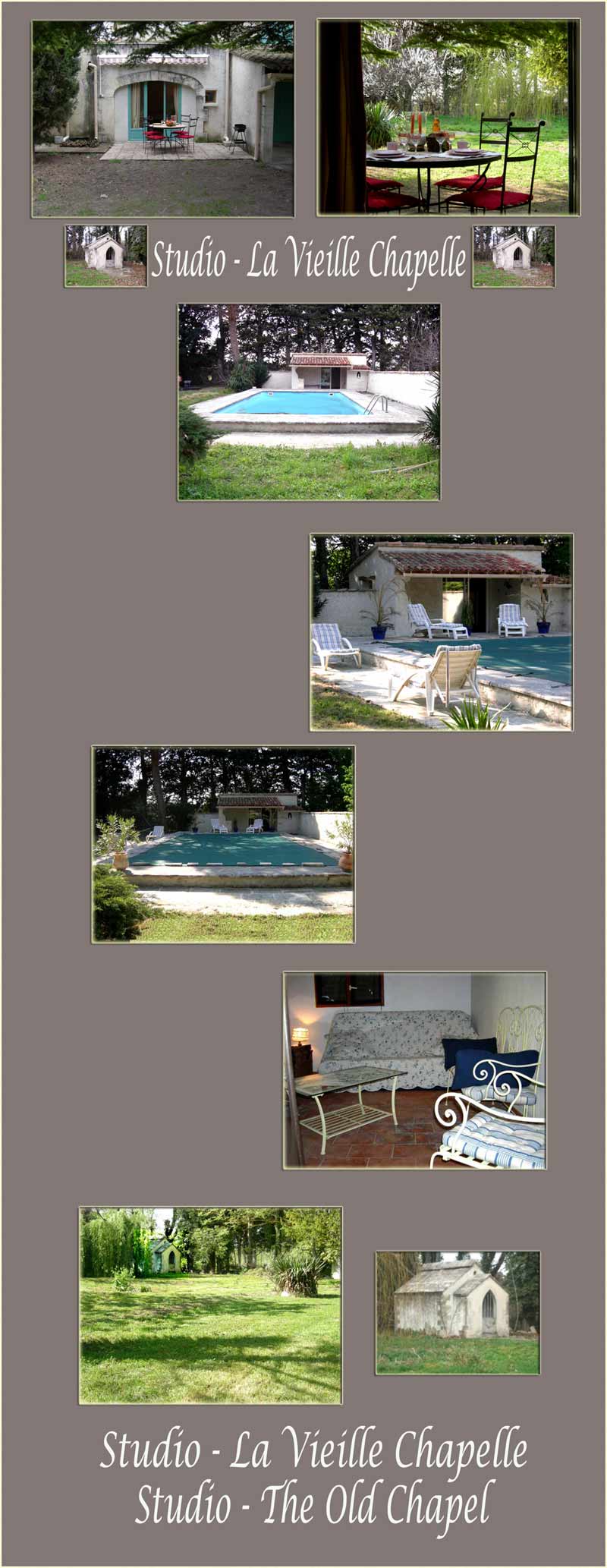 Provence studio with pool, old chapel, horses, bicycles, adjacent tennis, almond trees, plus - large pool, pool house, pool furniture
